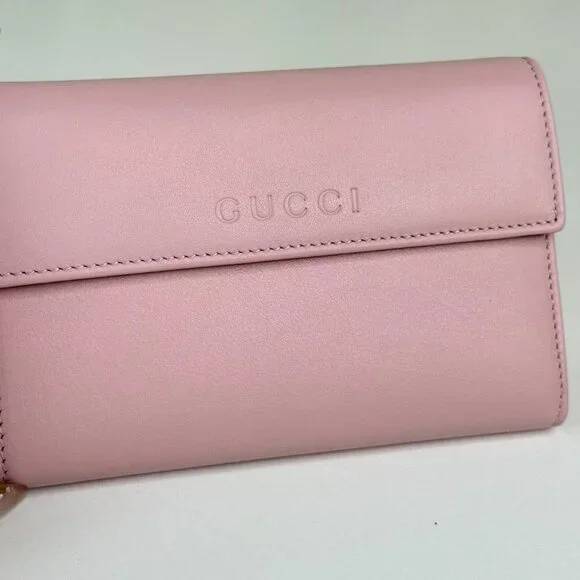 Gucci Pink Leather Small Wallet Elegant with Classic Logo Design Compact - Picture 7 of 8